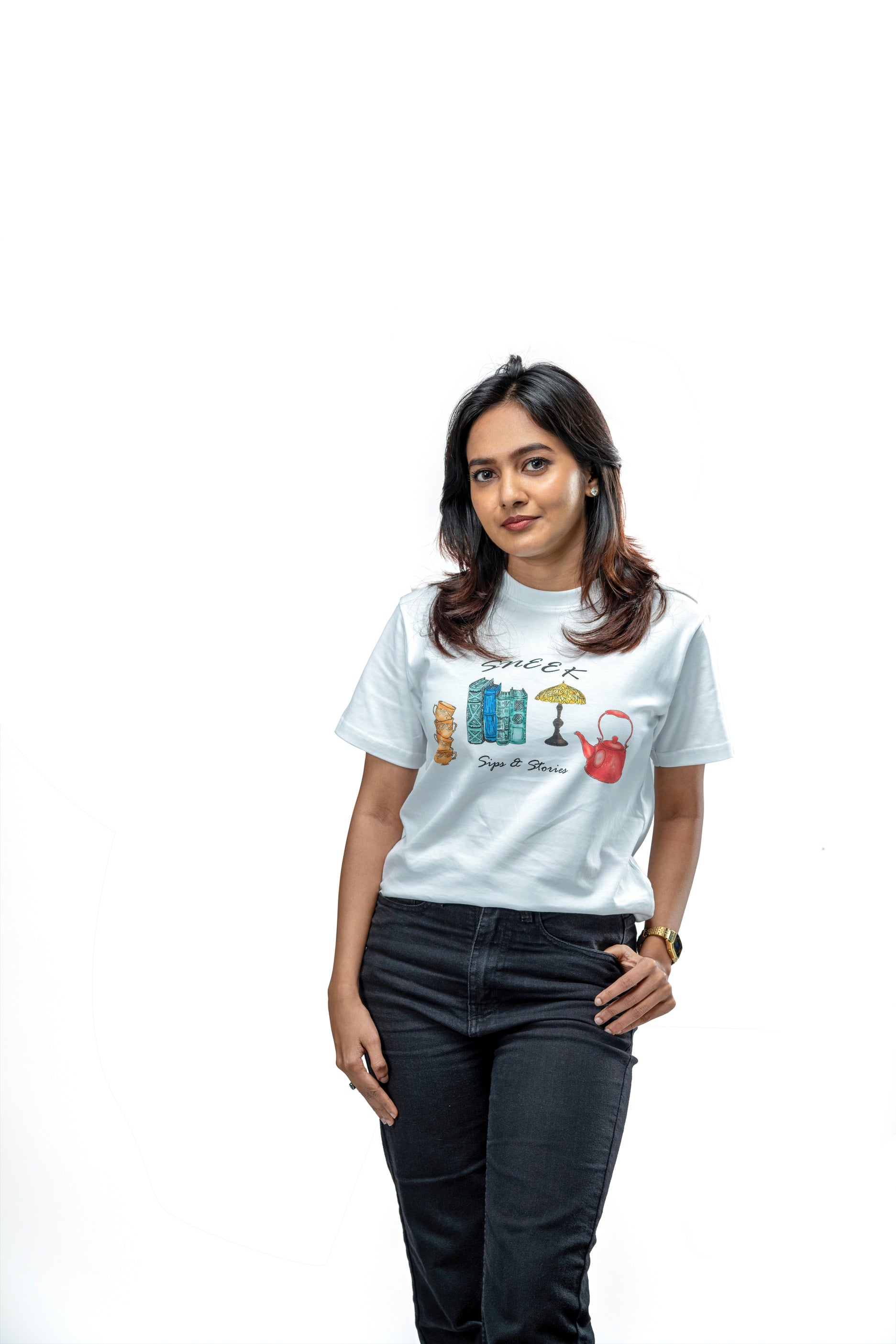 Sips & Stories Tee – White